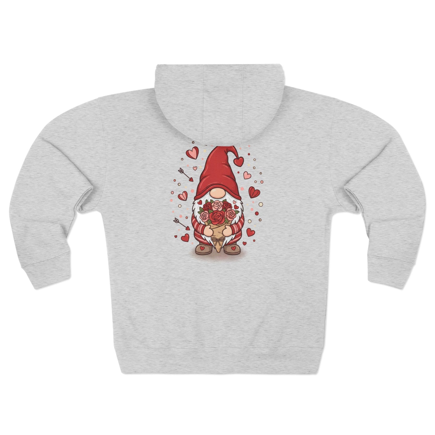 Valentine Gnome Zip Hoodie - Cute Heart Gnome Couples Hoodie