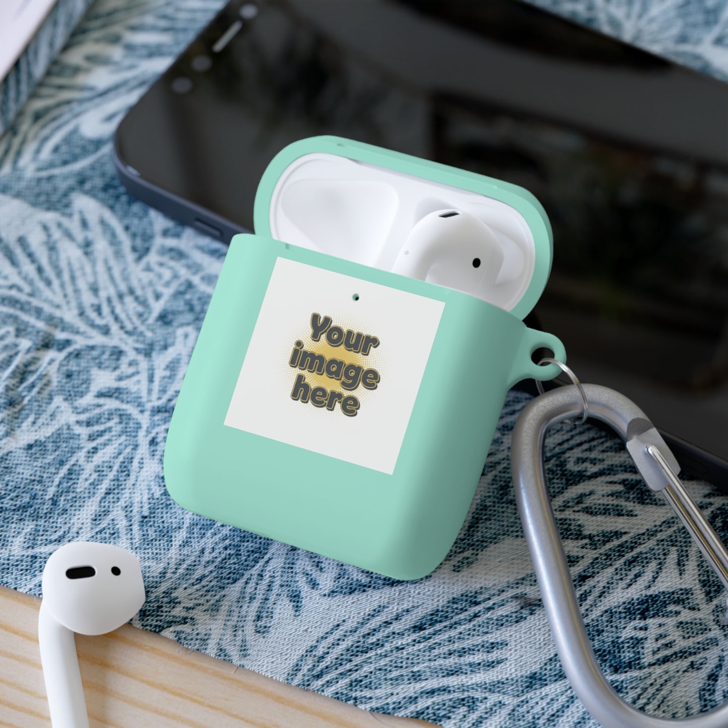 Customizable AirPods Case - Personalized Image or Text Silicone Cover with Carabiner