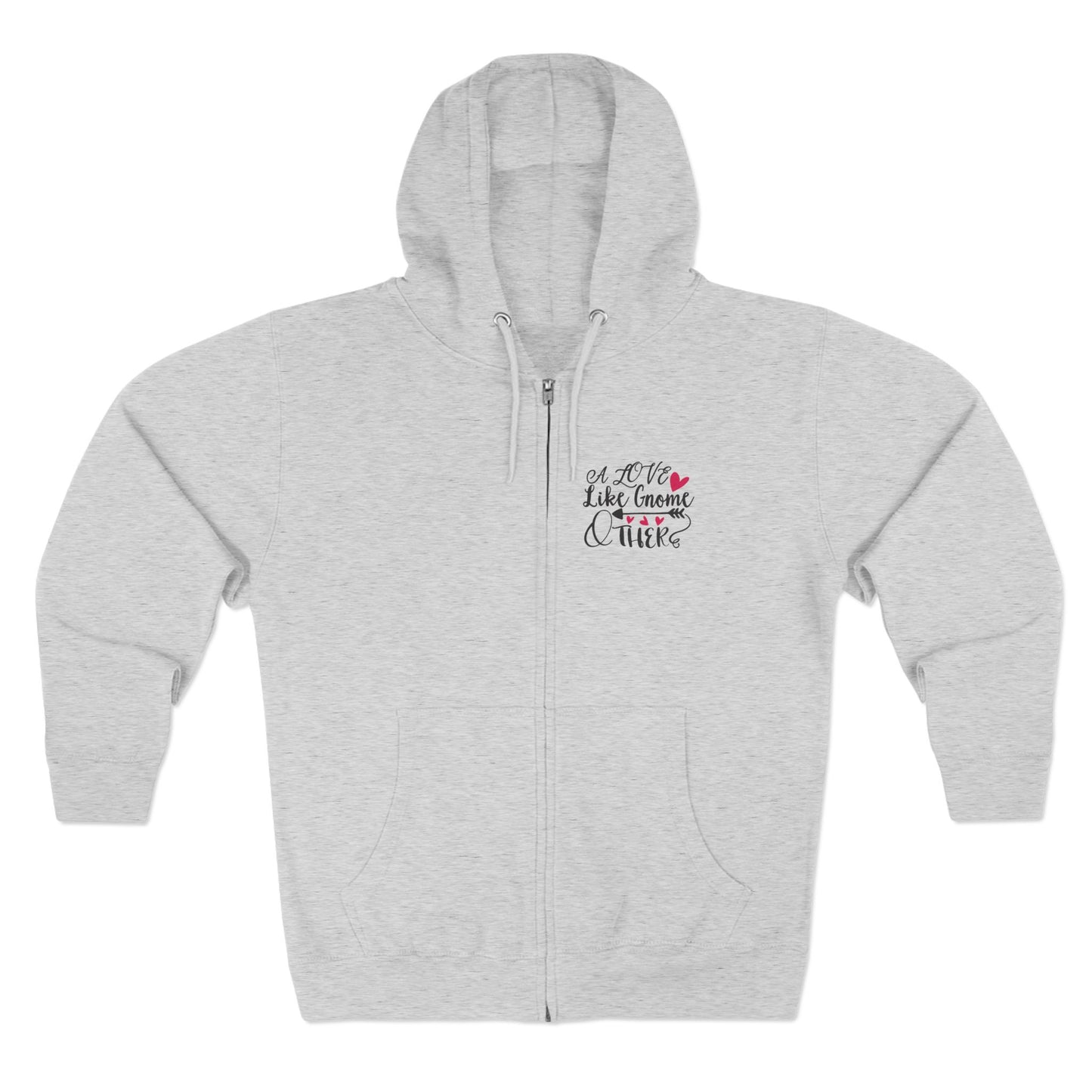 Valentine Gnome Zip Hoodie - Cute Heart Gnome Couples Hoodie