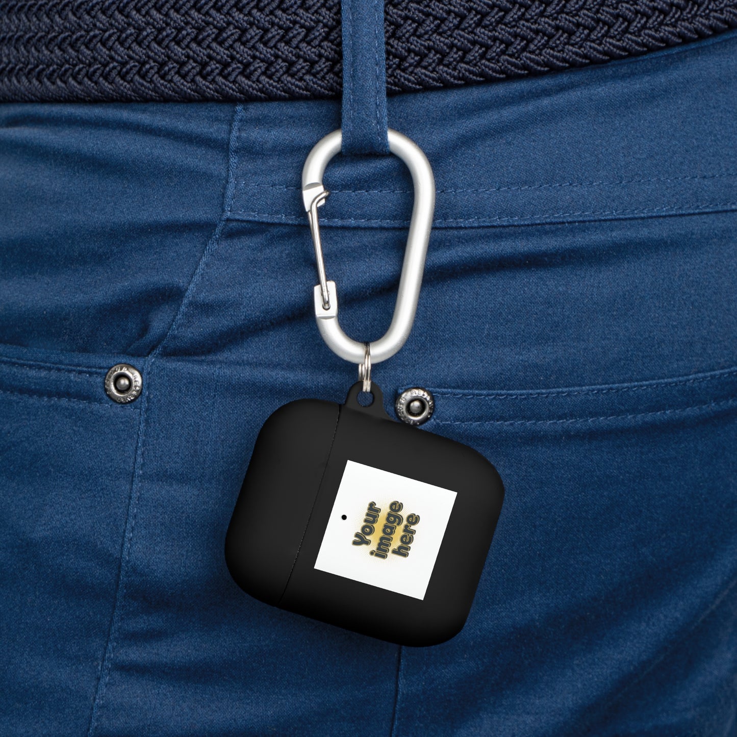 Customizable AirPods Case - Personalized Image or Text Silicone Cover with Carabiner