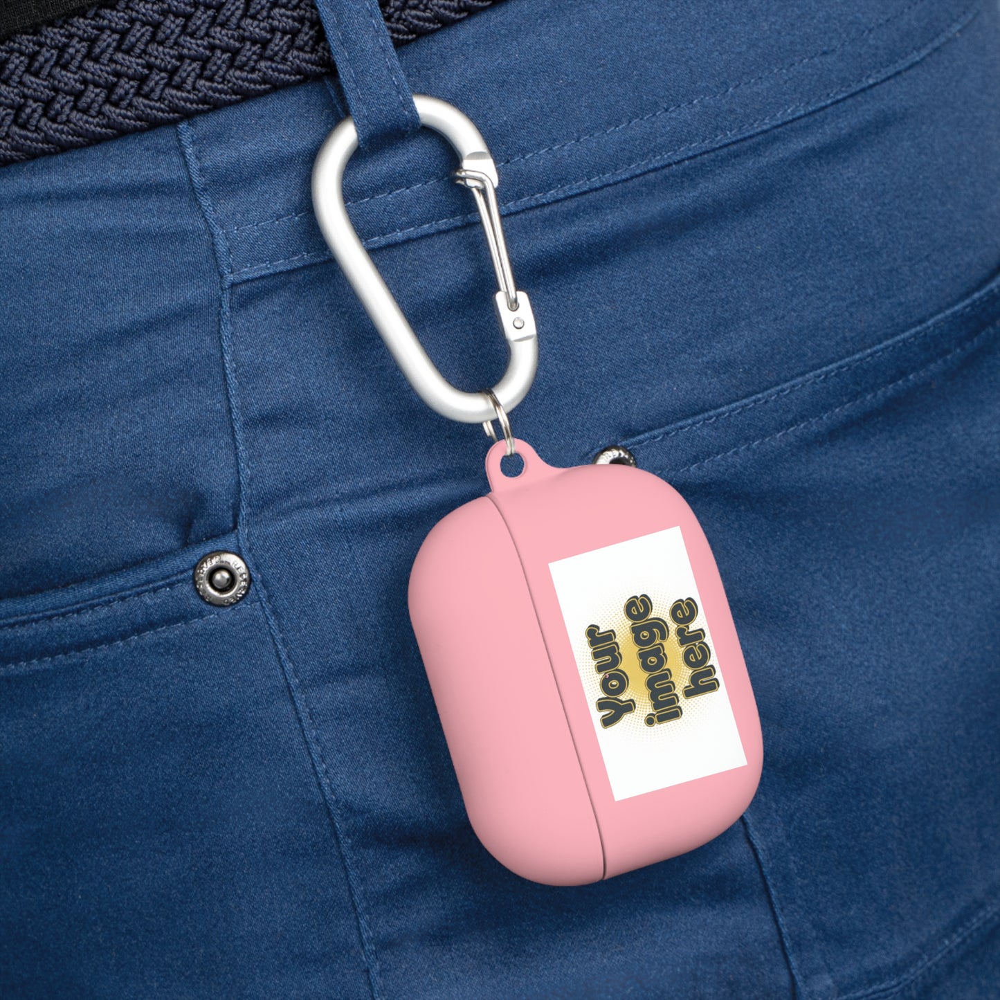 Customizable AirPods Case - Personalized Image or Text Silicone Cover with Carabiner