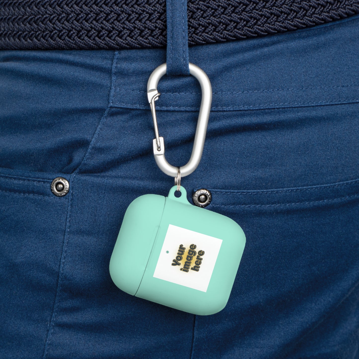 Customizable AirPods Case - Personalized Image or Text Silicone Cover with Carabiner