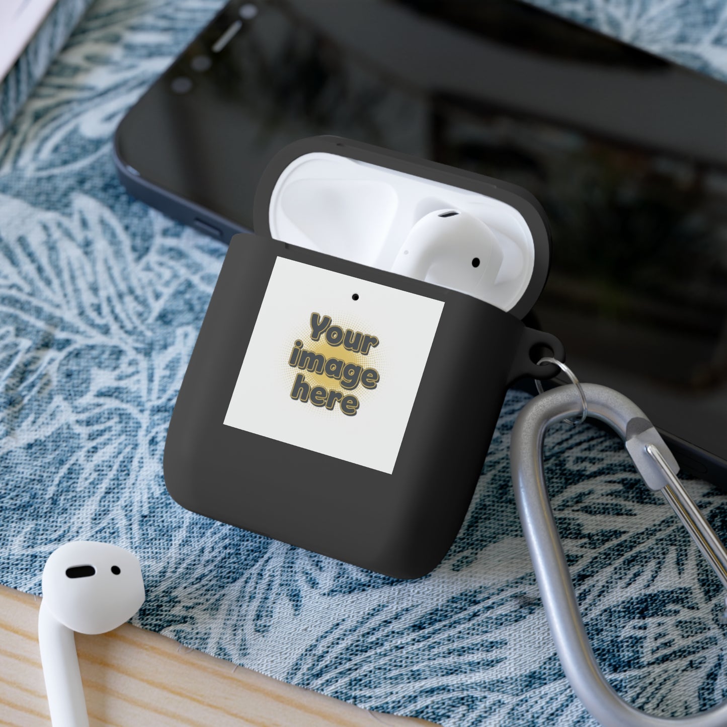 Customizable AirPods Case - Personalized Image or Text Silicone Cover with Carabiner