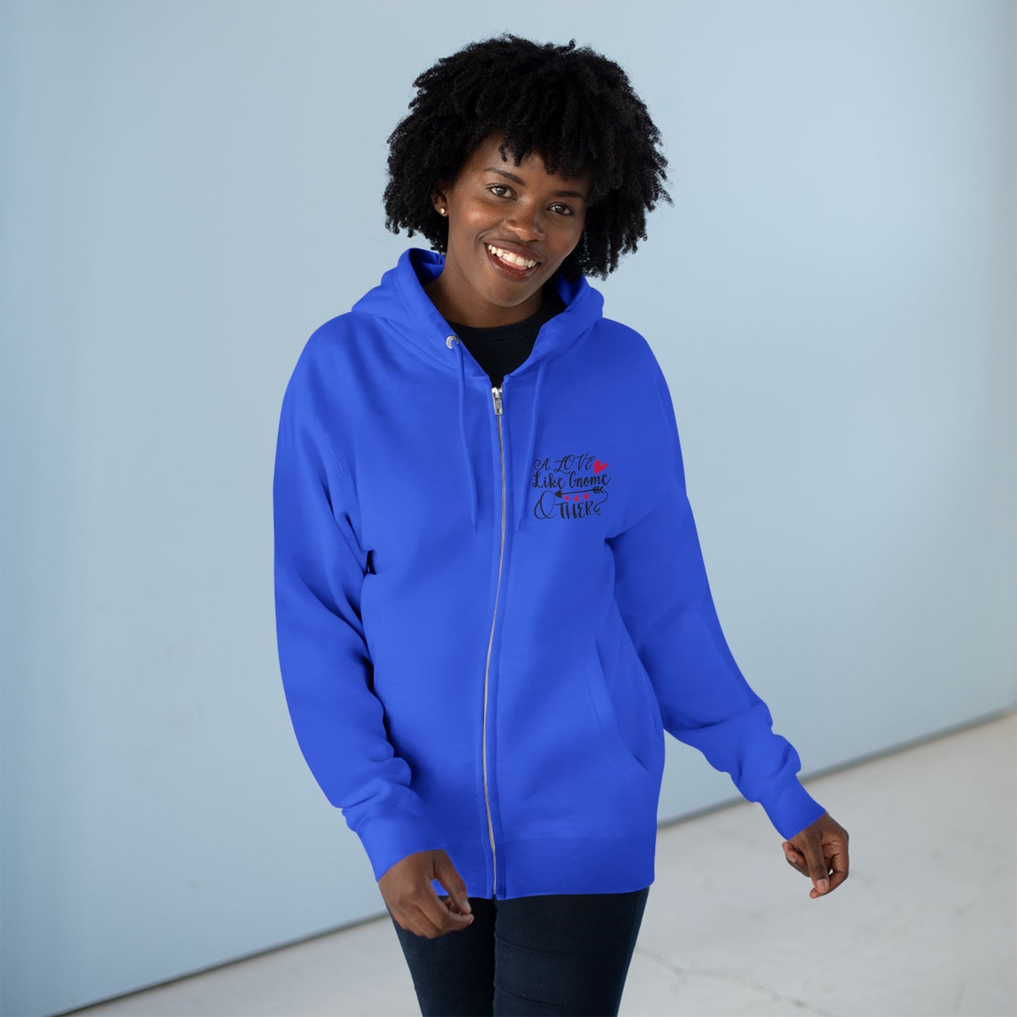 Valentine Gnome Zip Hoodie - Cute Heart Gnome Couples Hoodie