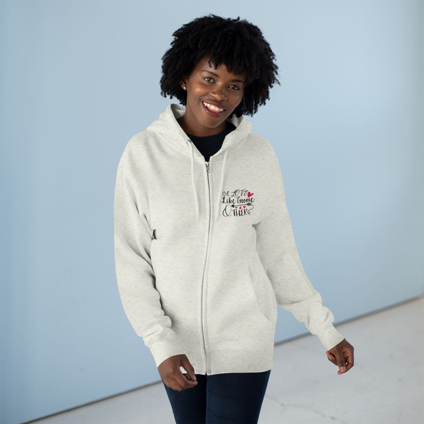 Valentine Gnome Zip Hoodie - Cute Heart Gnome Couples Hoodie