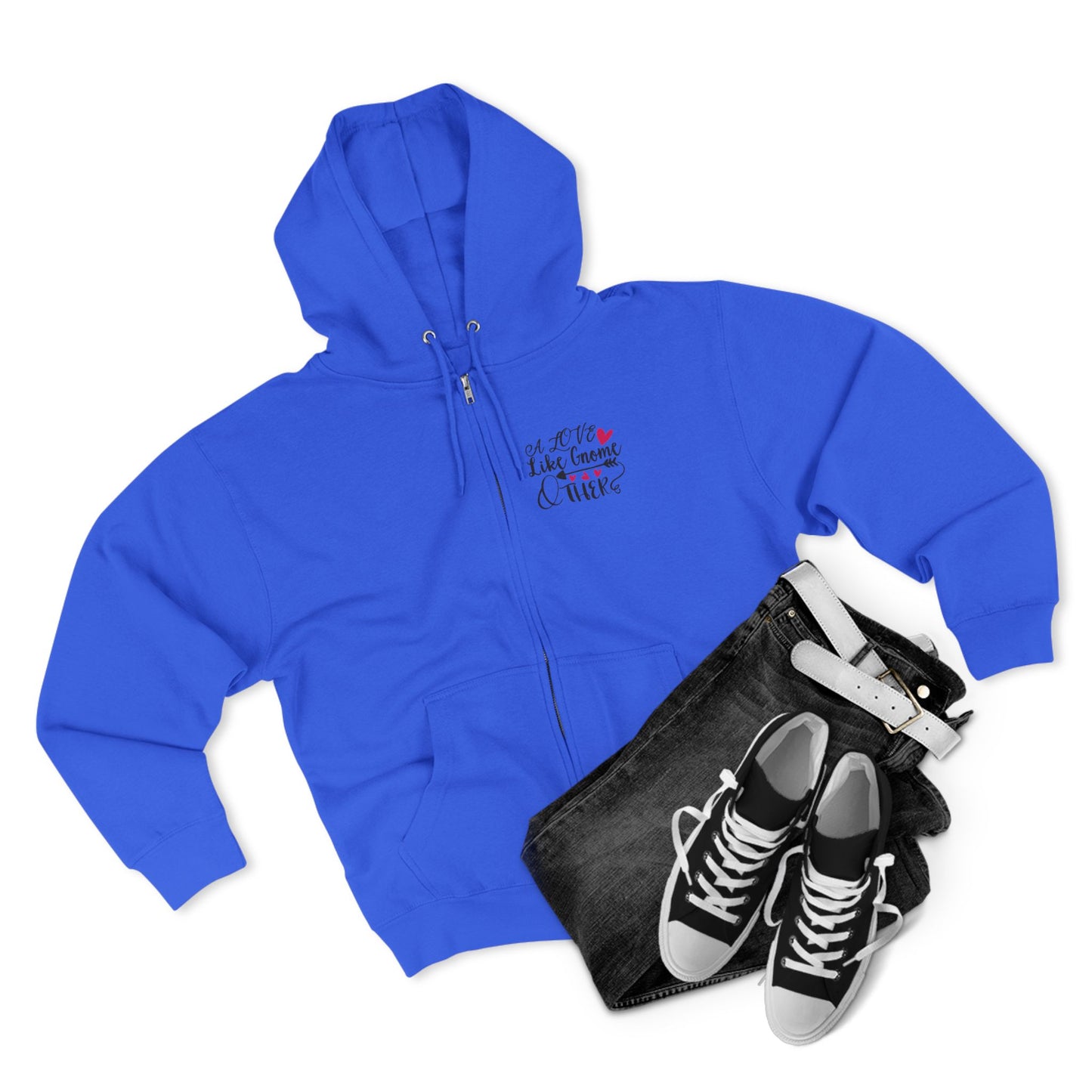 Valentine Gnome Zip Hoodie - Cute Heart Gnome Couples Hoodie