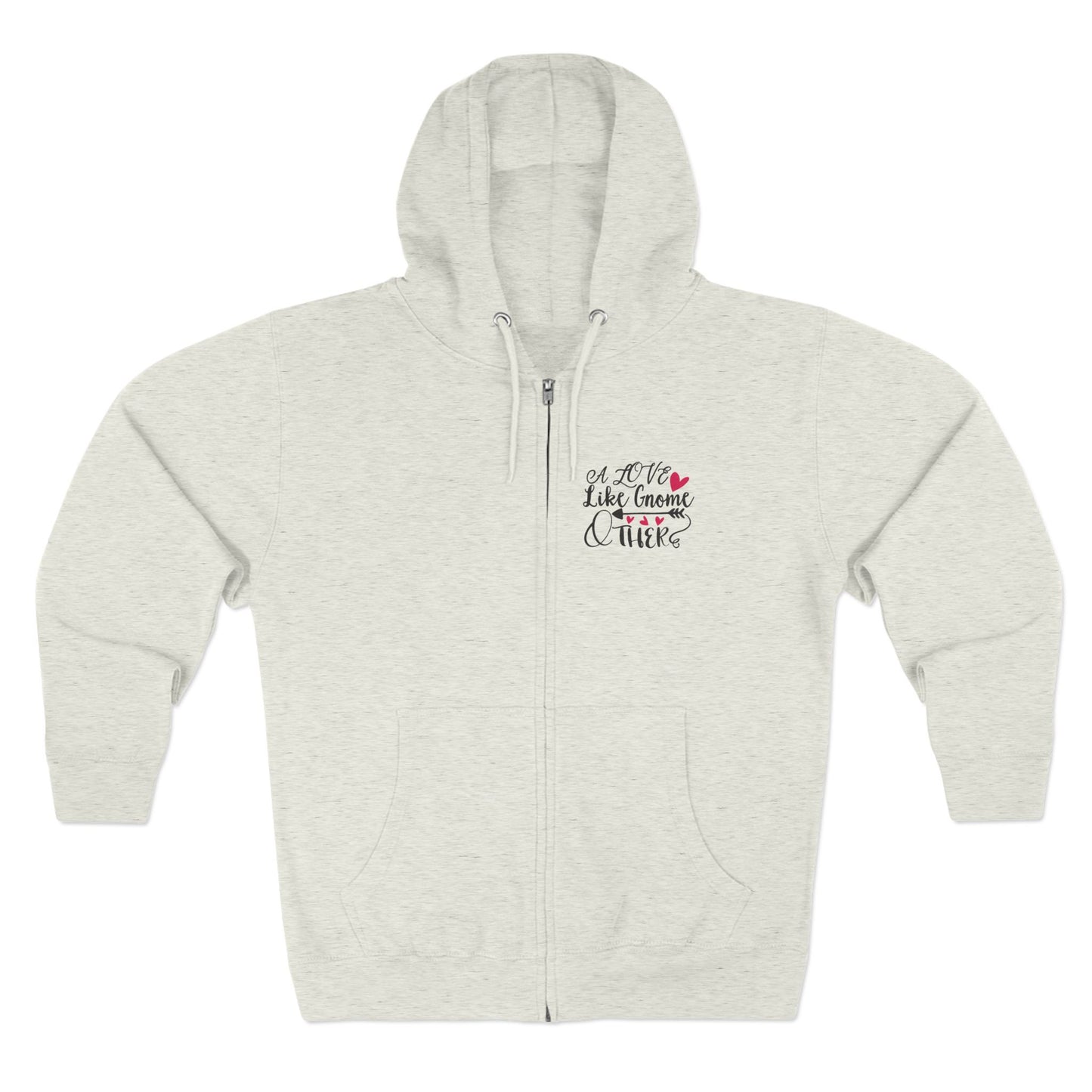 Valentine Gnome Zip Hoodie - Cute Heart Gnome Couples Hoodie