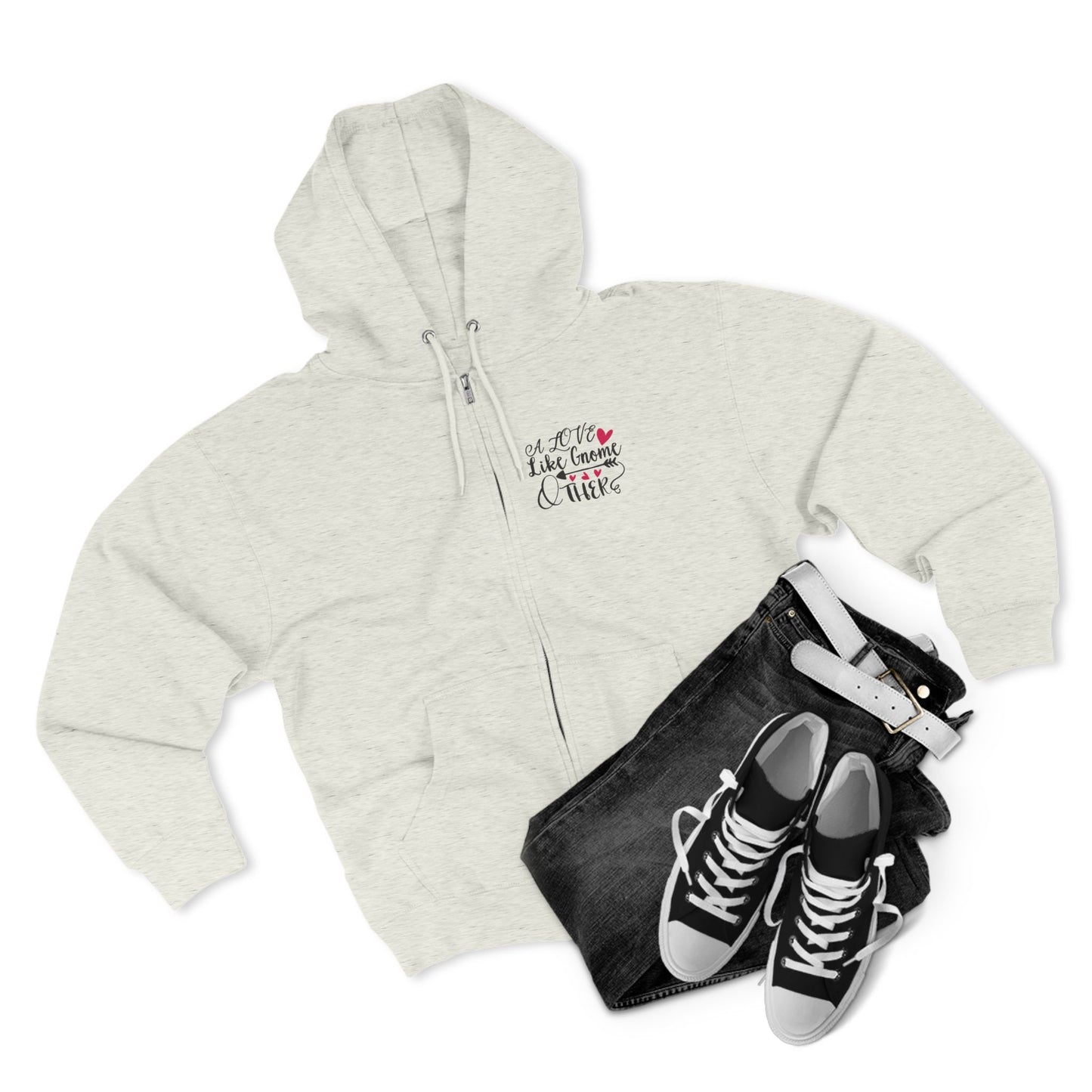 Valentine Gnome Zip Hoodie - Cute Heart Gnome Couples Hoodie