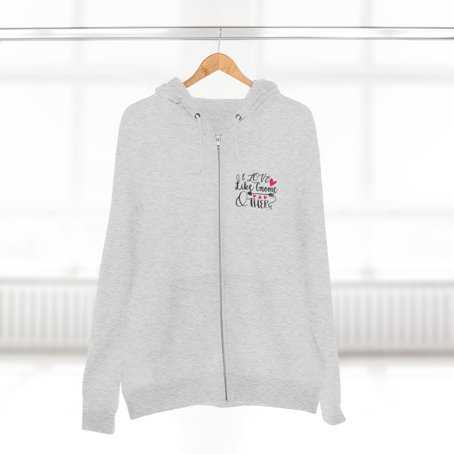 Valentine Gnome Zip Hoodie - Cute Heart Gnome Couples Hoodie