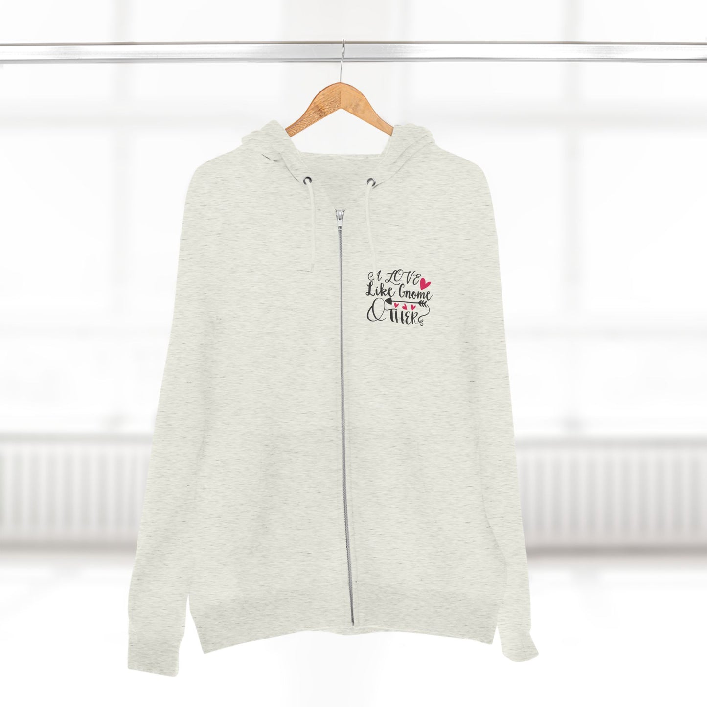 Valentine Gnome Zip Hoodie - Cute Heart Gnome Couples Hoodie