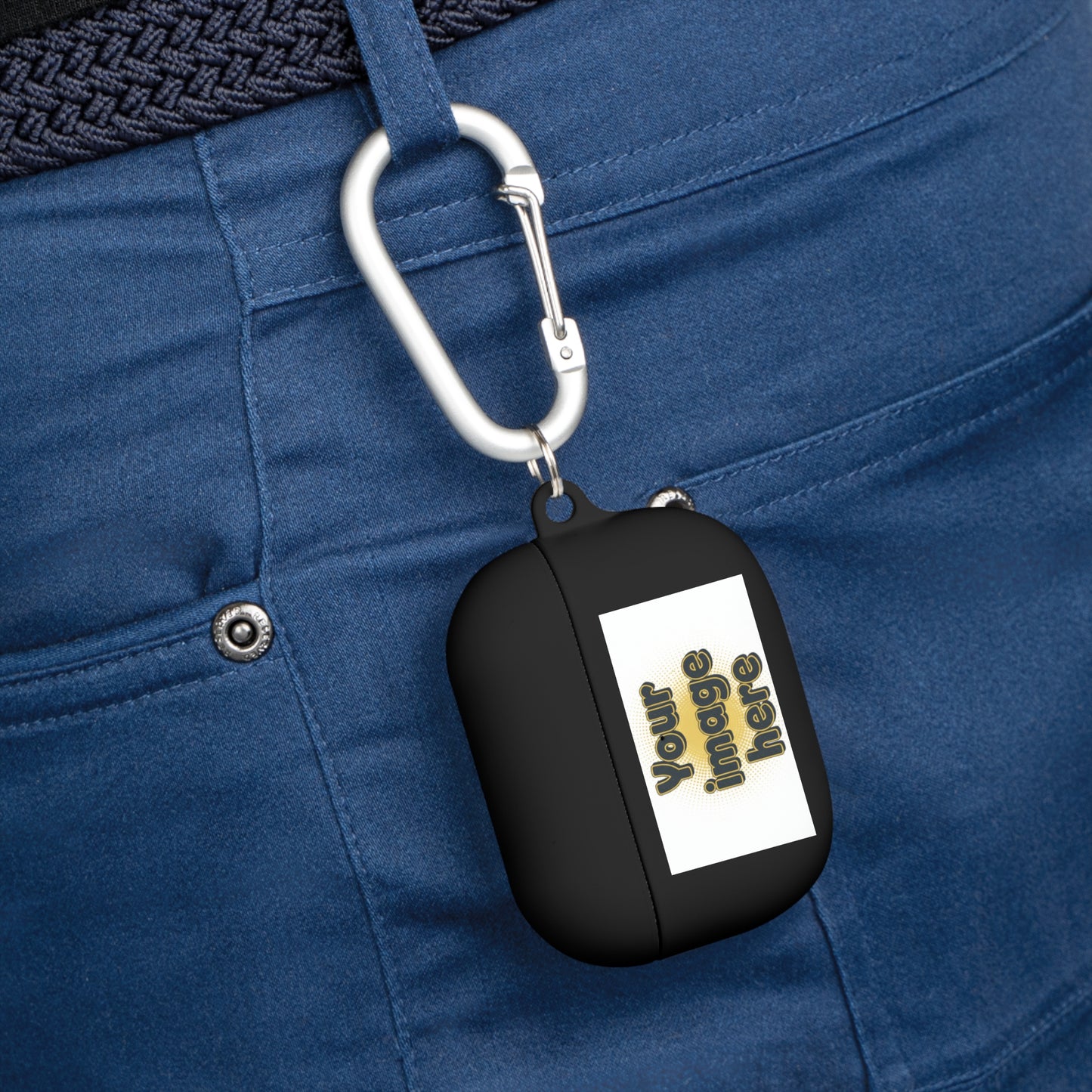 Customizable AirPods Case - Personalized Image or Text Silicone Cover with Carabiner