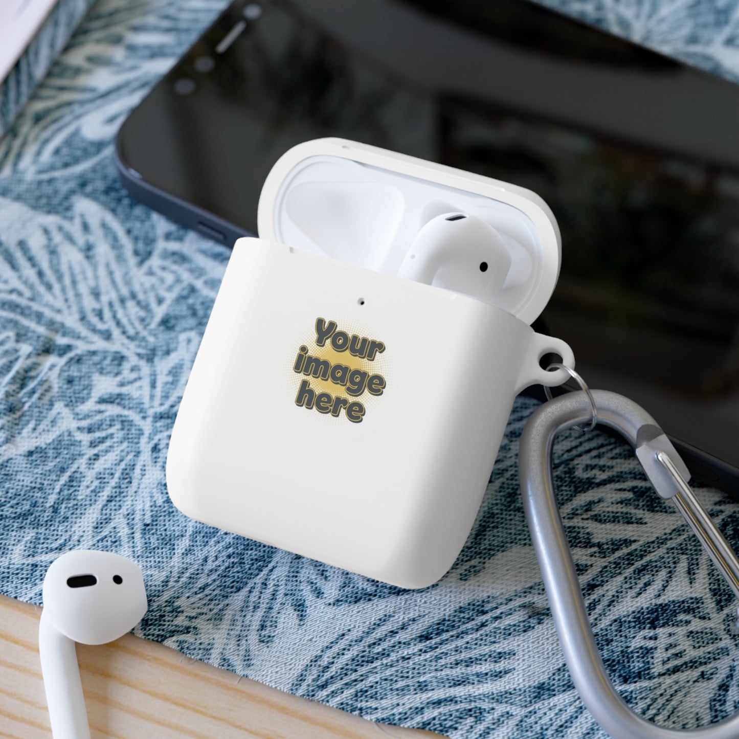Customizable AirPods Case - Personalized Image or Text Silicone Cover with Carabiner