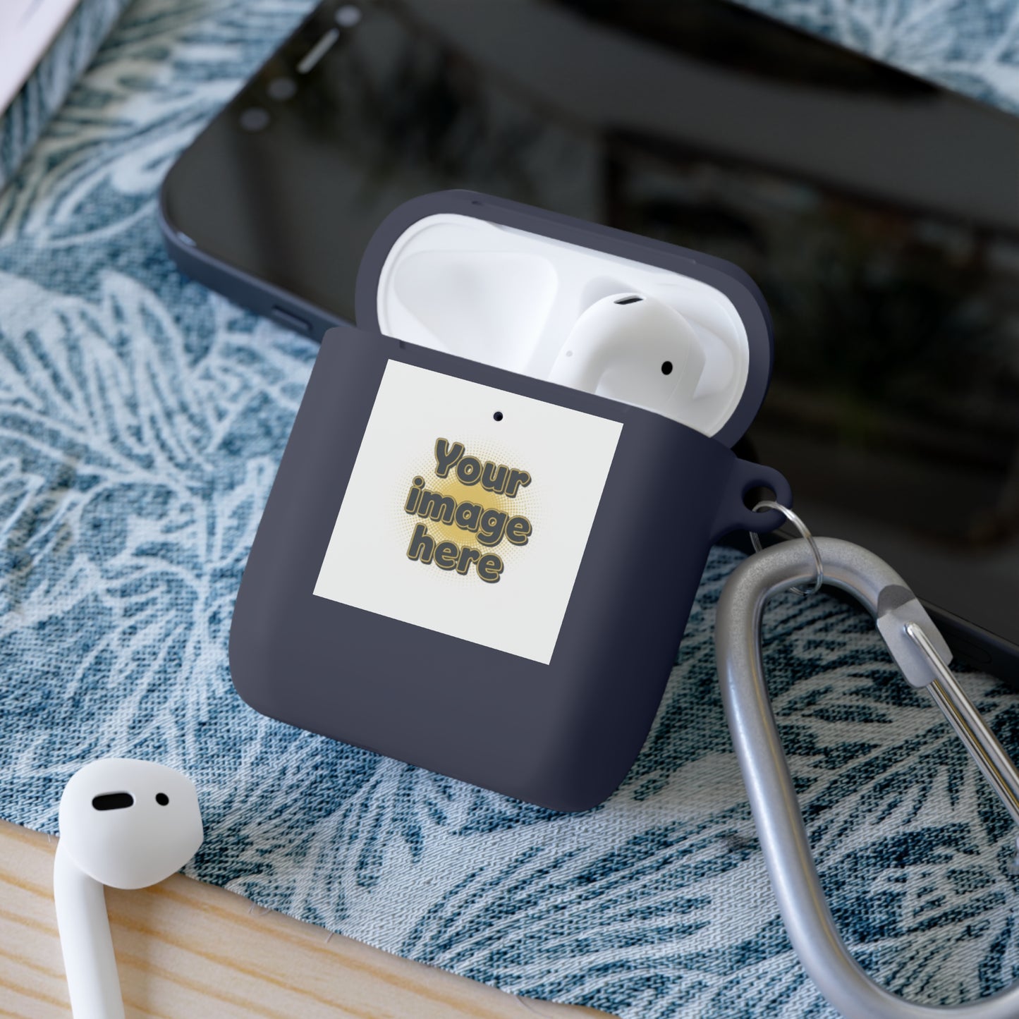 Customizable AirPods Case - Personalized Image or Text Silicone Cover with Carabiner
