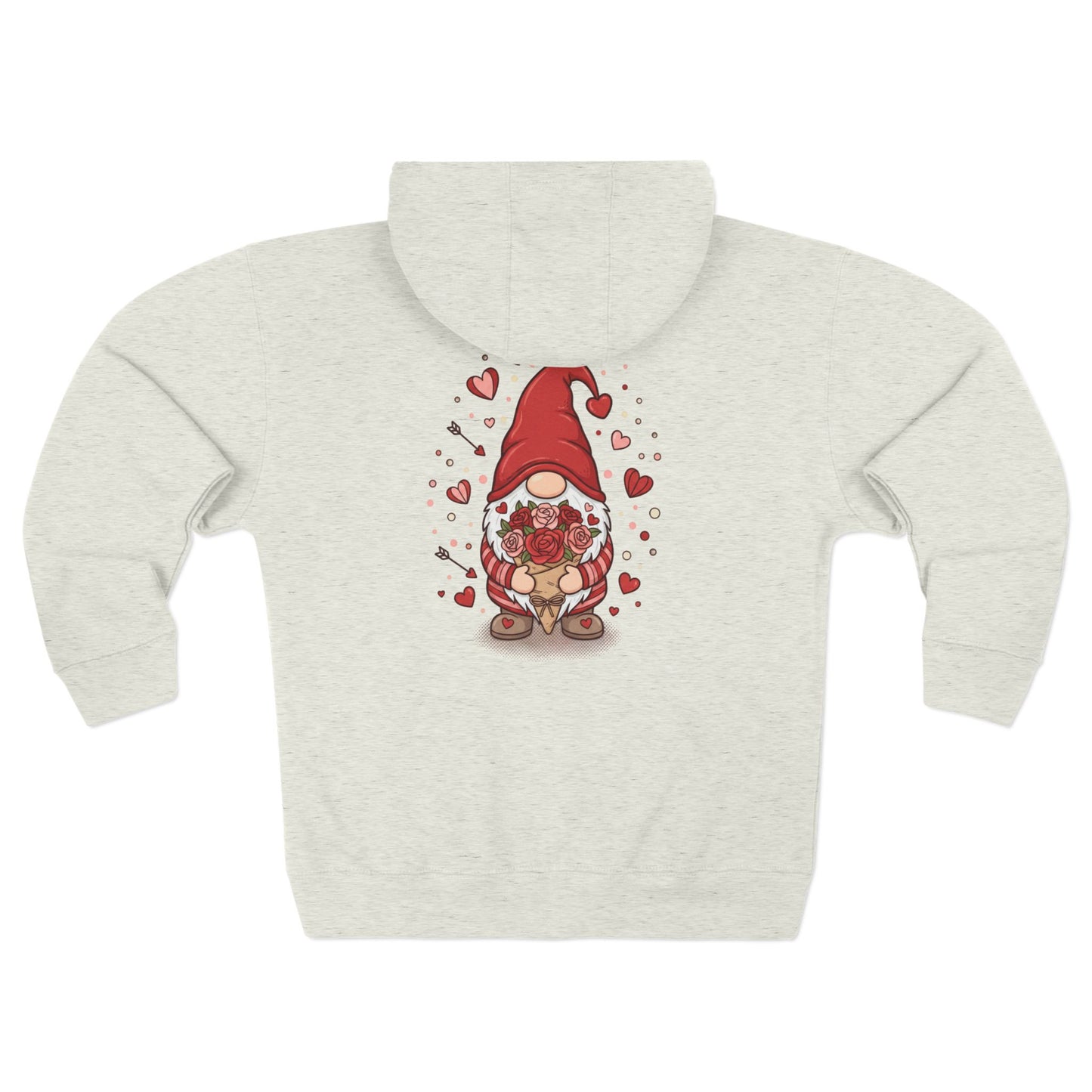 Valentine Gnome Zip Hoodie - Cute Heart Gnome Couples Hoodie