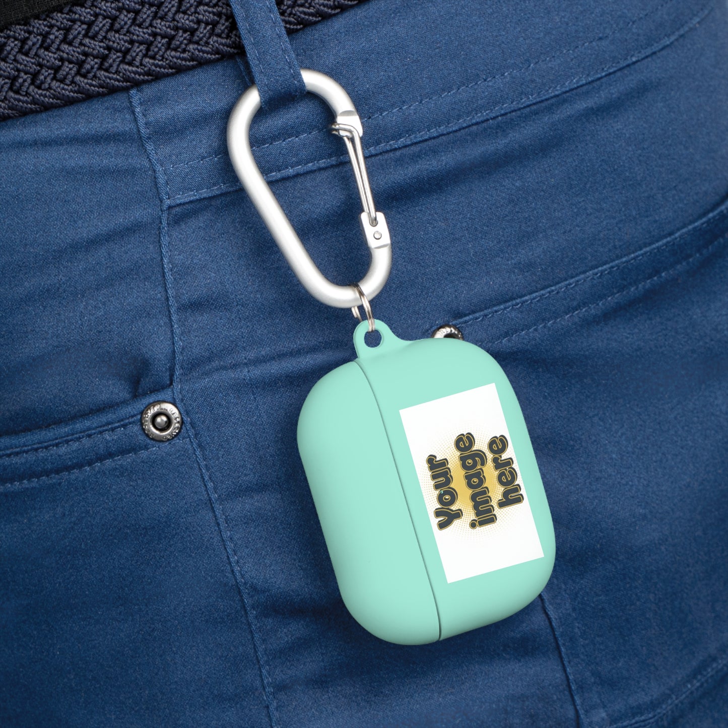 Customizable AirPods Case - Personalized Image or Text Silicone Cover with Carabiner
